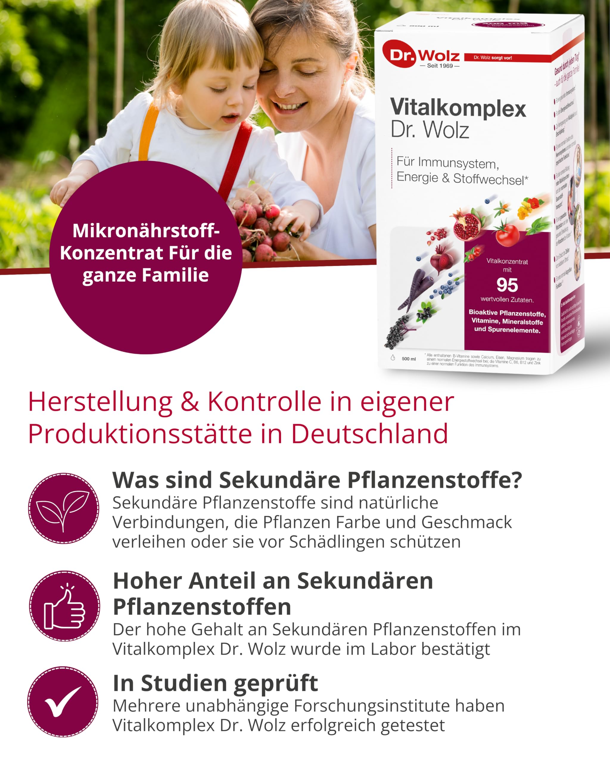 Dr. Wolz Vitalkomplex 500ml Kombipaket mit Obst- und Gemüsenetz - Mikronährstoff-Komplex mit 95 Zutaten - Vitamine, Mineralstoffe, Spurenelemente & Sekundäre Pflanzenstoffe – für Immunsystem- vegan