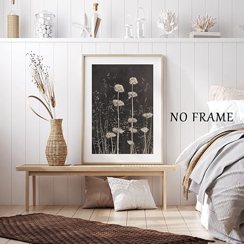 Miniatura 6 de Lienzo de diente de león en blanco y negro, diseño vintage de diente de león, póster de plantas en blanco y negro, pintura de lienzo de flores de