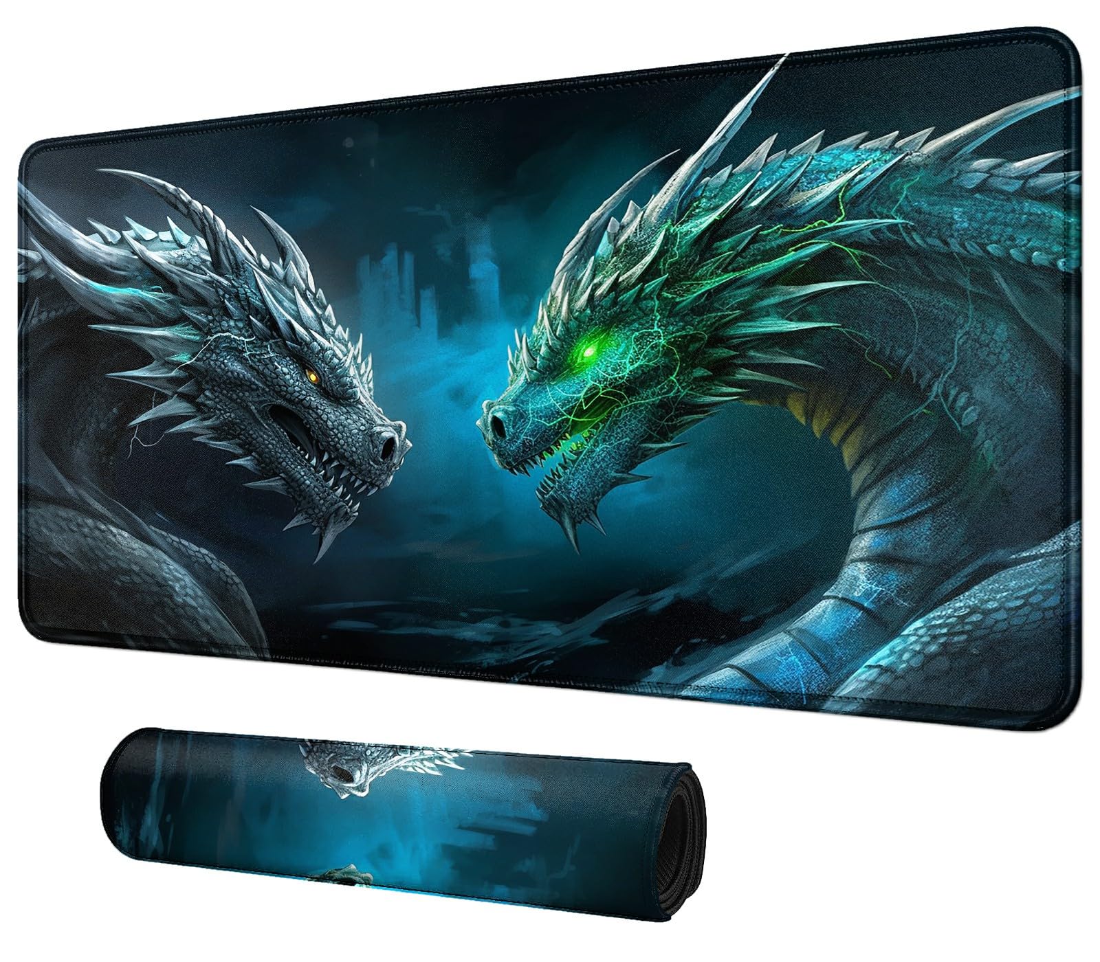 Card Mat for MTG &amp; TCG Playmat,Green and Black Dragon