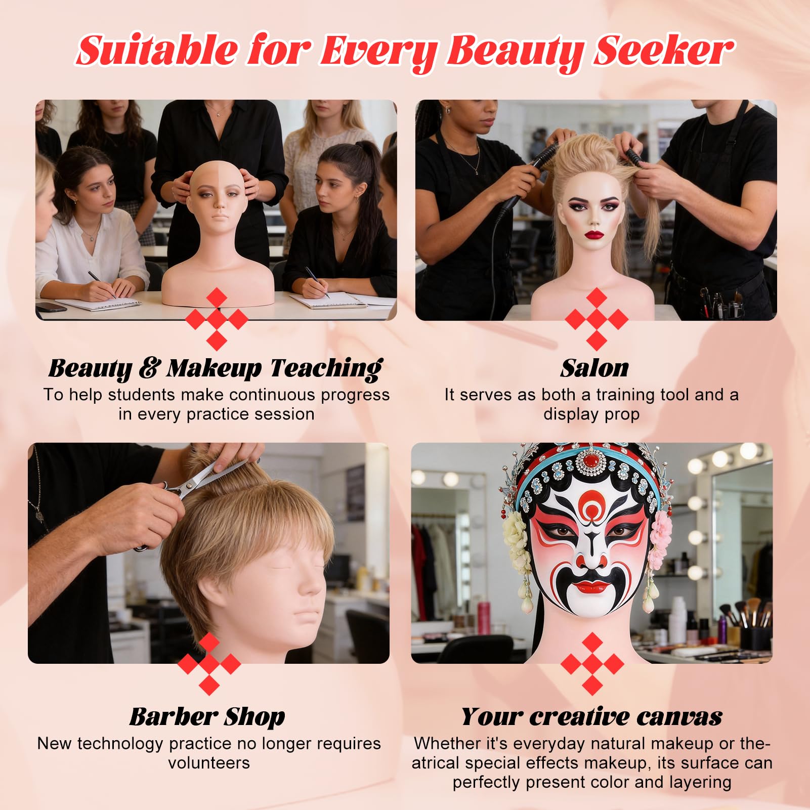Testa di Manichino Testina multifunzionale per allenamento trucco Testina multifunzionale per allenamento umano con spalle Cappelli e parrucche per saloni, massaggi e studi di trucco