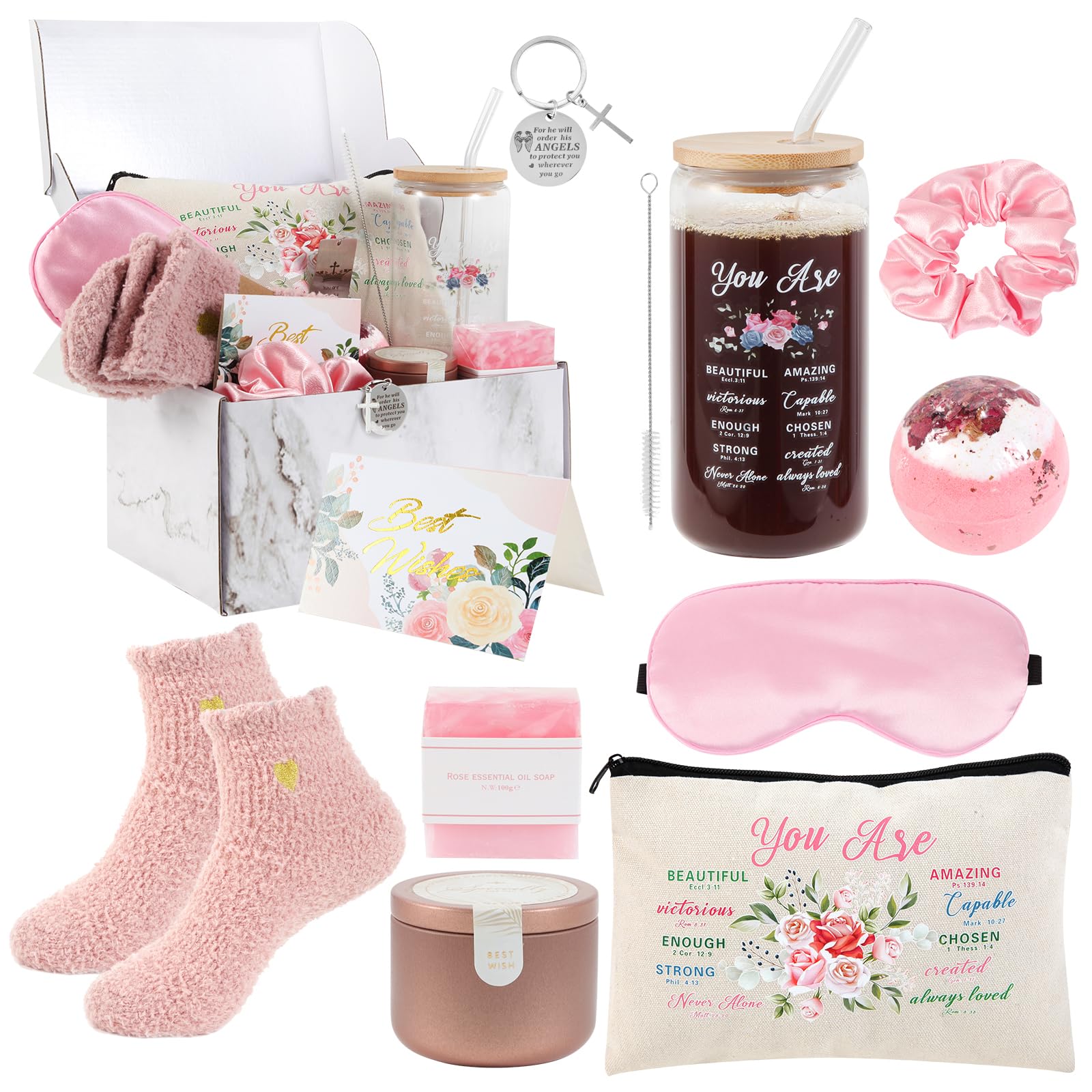 Kolewo4ever 12 Pieces Christian Gifts for Women,Inspirational Gift Set,Spiritual Religious Catholic GiftsBox for Women Friends Female Sister Mom