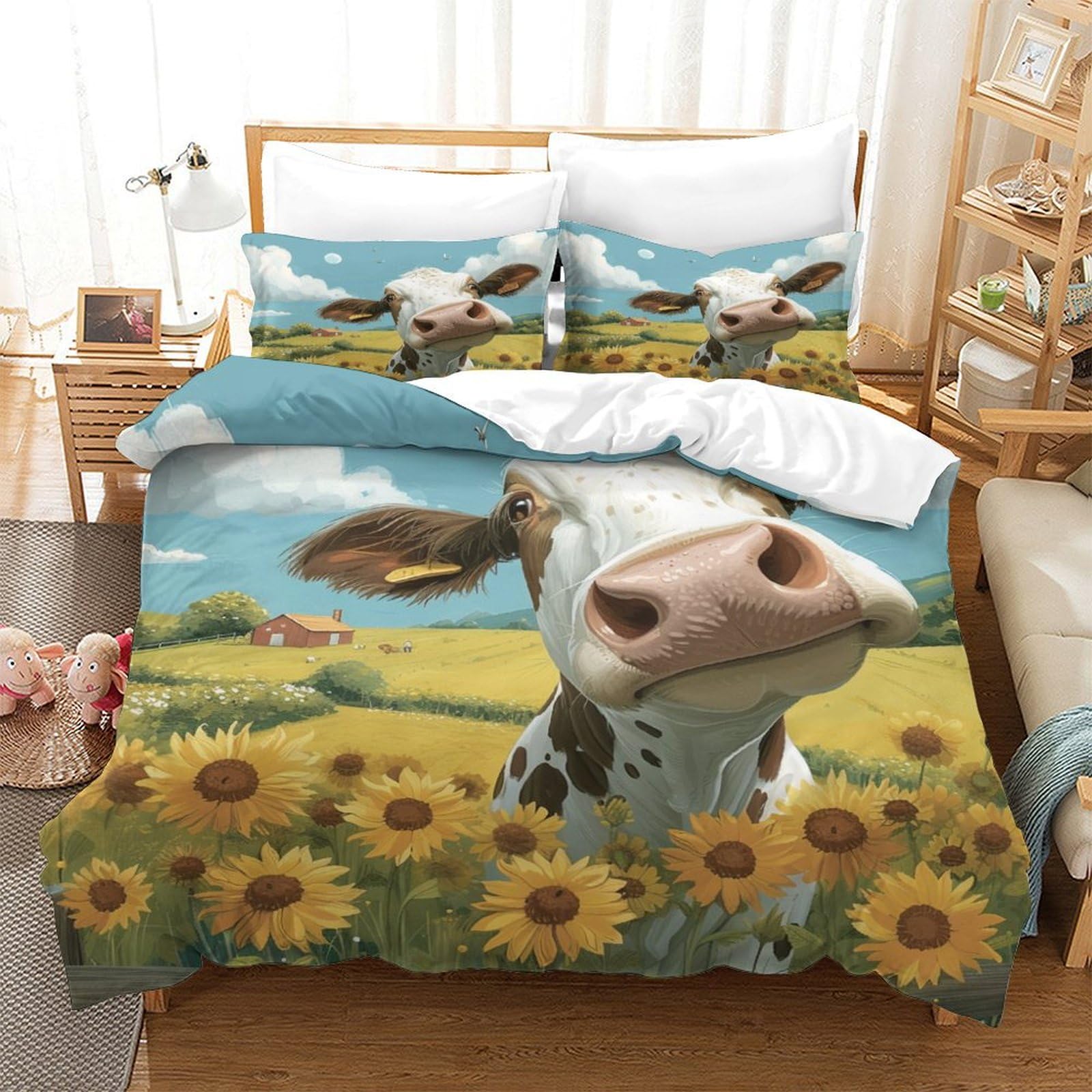 Housses de couettes chat 3D lit simple 140x200cm pour une chambre d'enfant cocooning