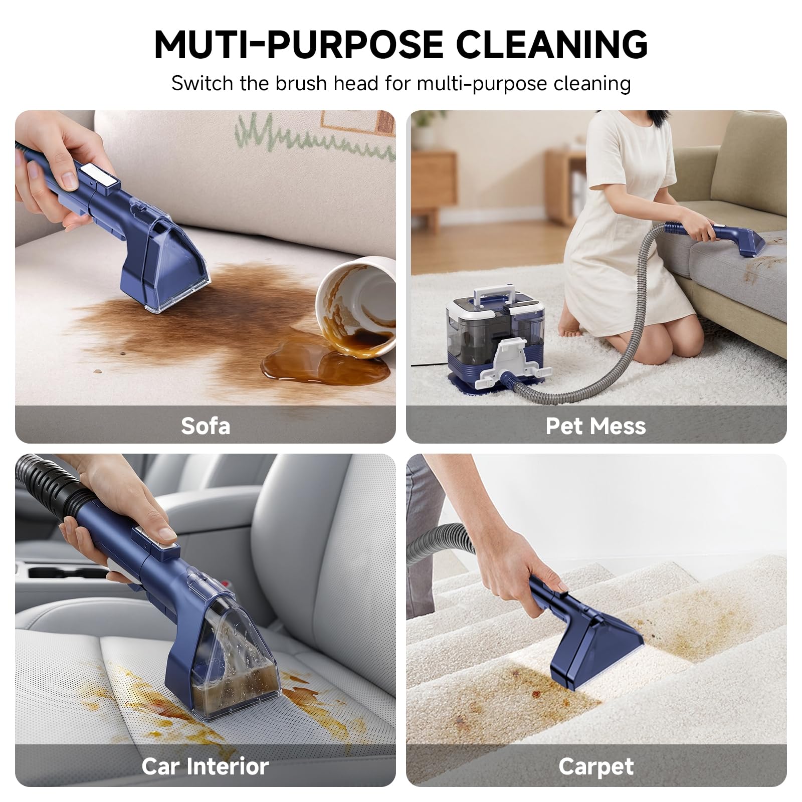 Polsterreiniger Gerät für Haustiere, Sofa, Teppich, Auto, Polstermöbel, Dunkelblau