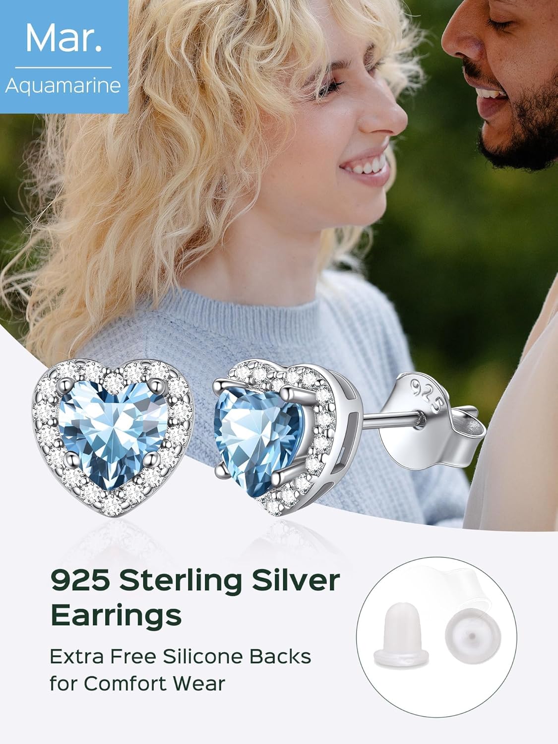 ChicSilver 925 Sterling Silver Heart/Round/Pear/Emerald Cut Birthstone Stud Earrings for Women Birthday Jewelry