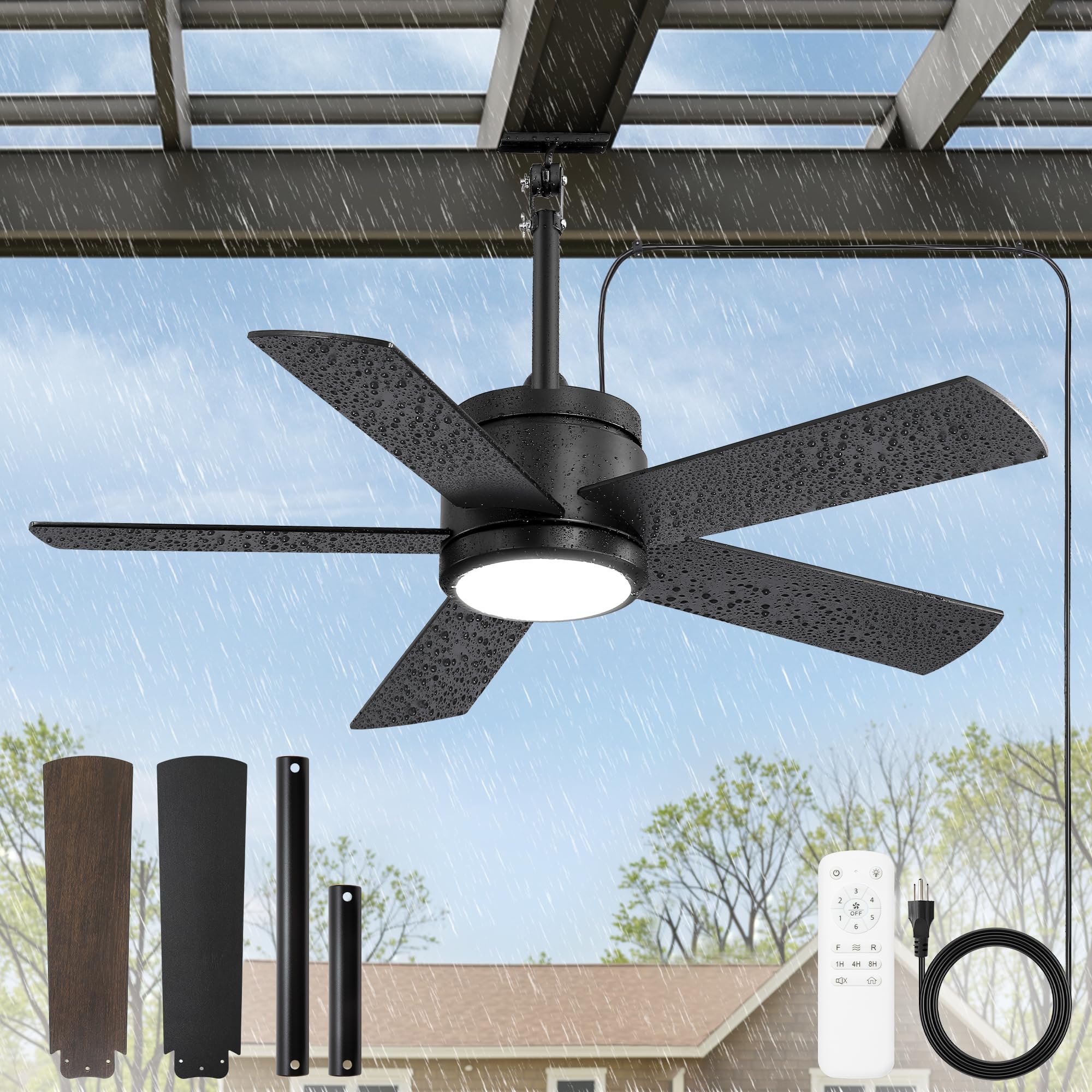 Photo 1 of Fanbulous 42" Outdoor Ceiling Fan with Light, IP65 Waterproof