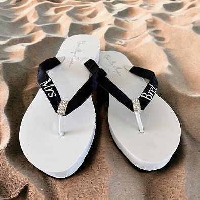 Infinity Gem Mrs Last Name Personalized Wedding Flip Flops