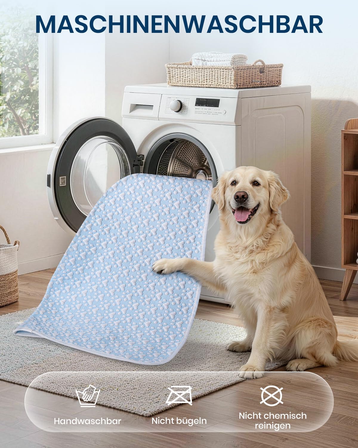 Kühlmatte Hund Katze, kühldecke Hund Katze ohne Gel hundekühlmatte selbstkühlend Waschbares Sommer kühlende Decke kühlkissen kühlbett Bett für zu Hause, im Freien, im Auto, hellblau 71 * 101cm