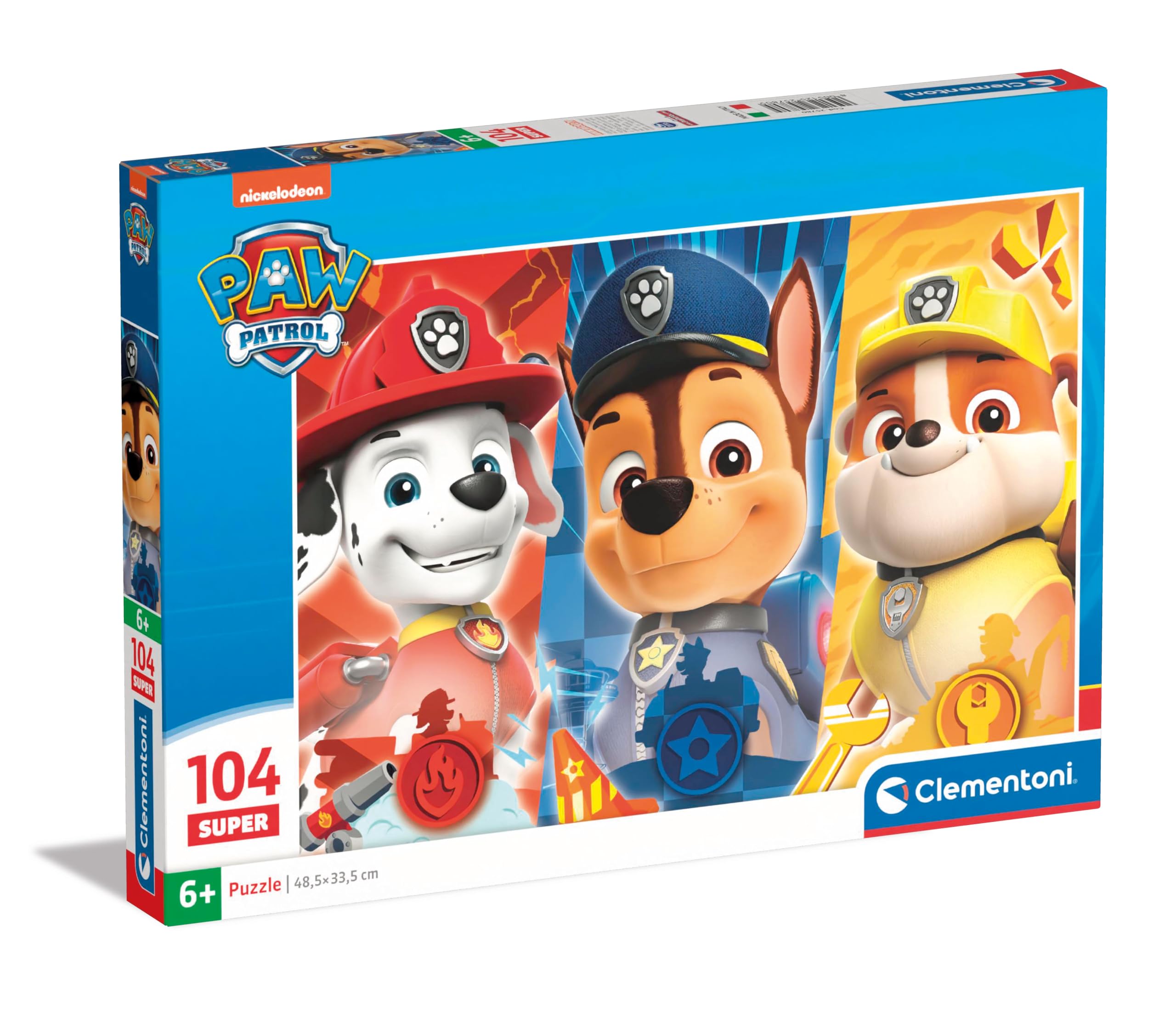 Clementoni Jigsaw Puzzle Paw Patrol 104 Pieces - Supercolor Puzzle For Children 6-8 Years, Cartoon, Gift For Boy/Girls, Puzzle For Kids, Made In Italy, 25780