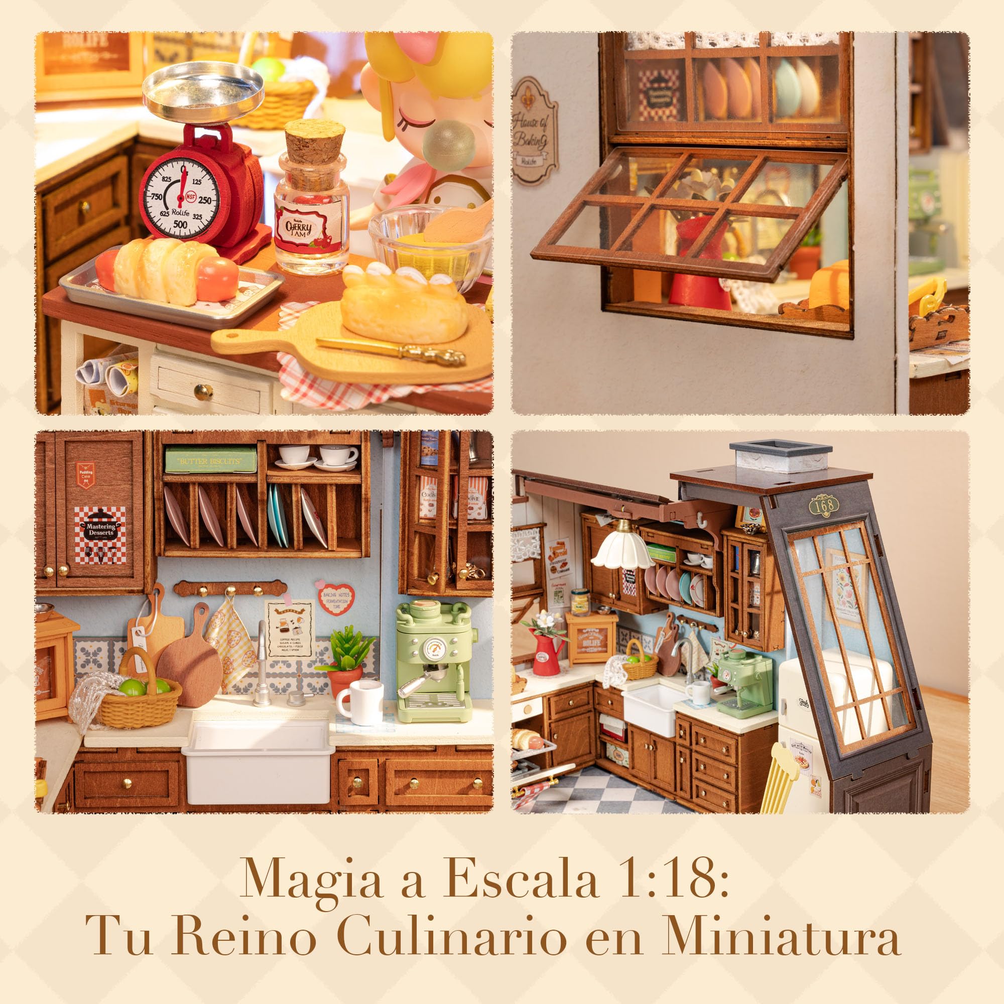 Rolife Maquetas - DIY Miniature House Diorama Cocina de panadería, Casas Miniaturas para Montar Puzzle 3D Madera Book Nook para Adultos Adolescentes