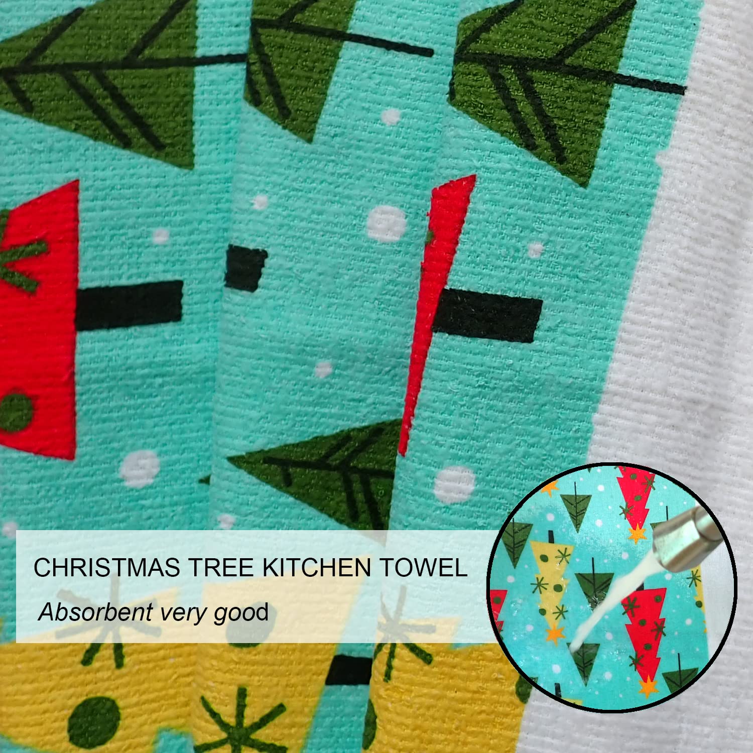 Juego de manoplas de horno y agarraderas 100% algodón perfecto para regalo, hornear y cocinar todos los días, resistente al calor para cocina (árbol de Navidad de 5 piezas)