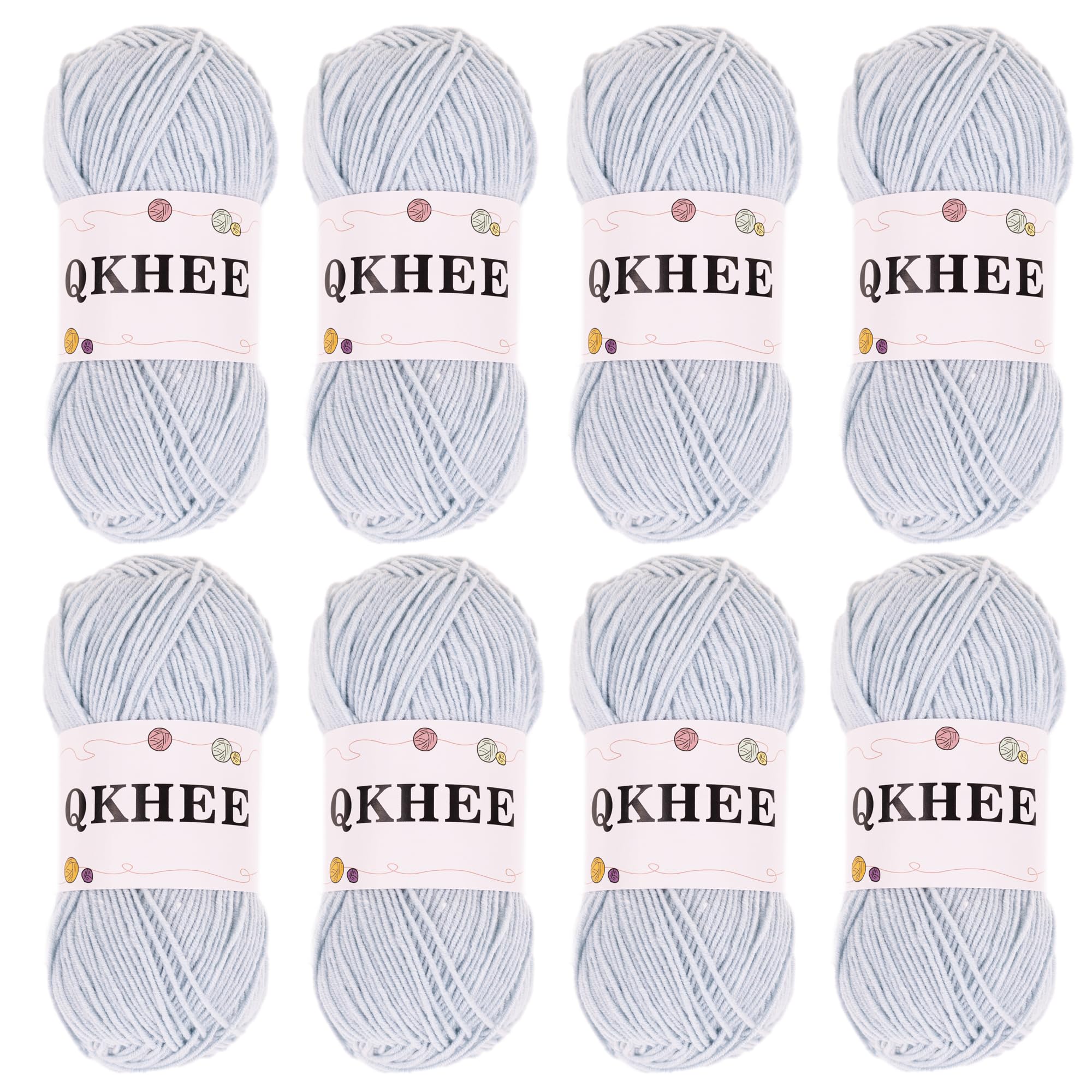 Amazon | QKHEE コットンヤーン 合太 中細 毛糸 単色8玉セット1玉約