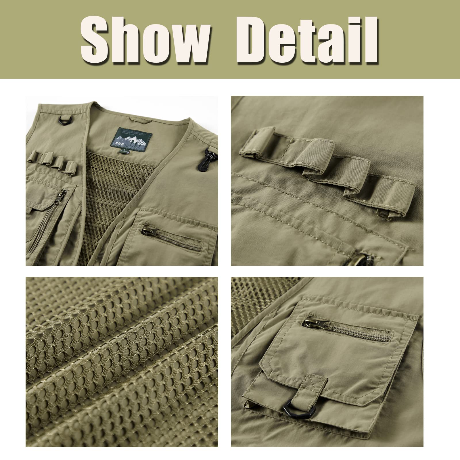 Chaleco de pesca con múltiples bolsillos para hombre Aire Libre Viajes Deportes Chalecos Casual Respirable chaqueta de secado rápido sin mangas Chaleco de Camping Senderismo