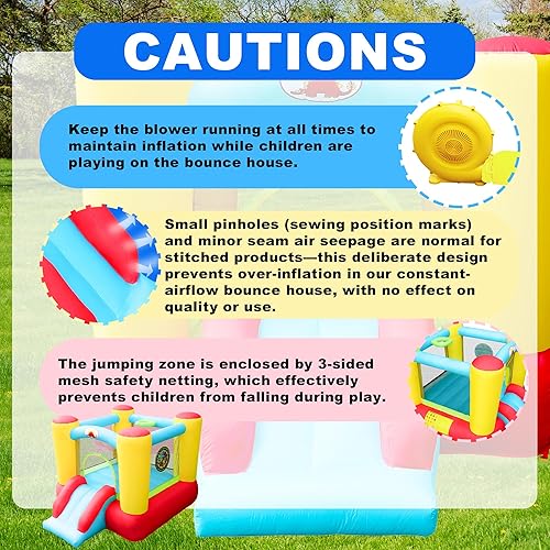 Miniatura 7 de Diapositiva inflable de la casa de la despedida, castillo de salto de los niños con el ventilador, castillo animoso de 100x77x63 pulgadas