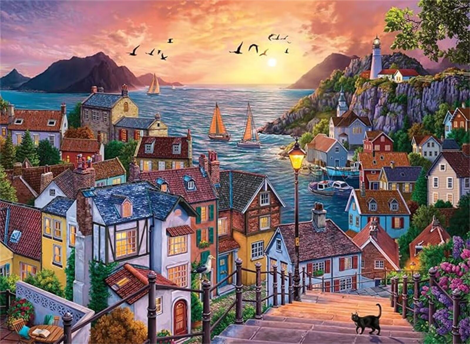 Jigsaw Puzzles for Adults 3000 pieces,110x85 cm puzzle for adults Educational Game Challenge 3000 Pieces puzzles for Adult Home Decoration Puzzle Scalini della città costiera