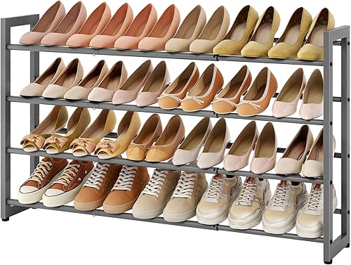 Miniatura 9 de FAVOOSTY Zapatero expandible de 4 niveles, estante ajustable para zapatos, organizador de almacenamiento que ahorra espacio, estante de metal para