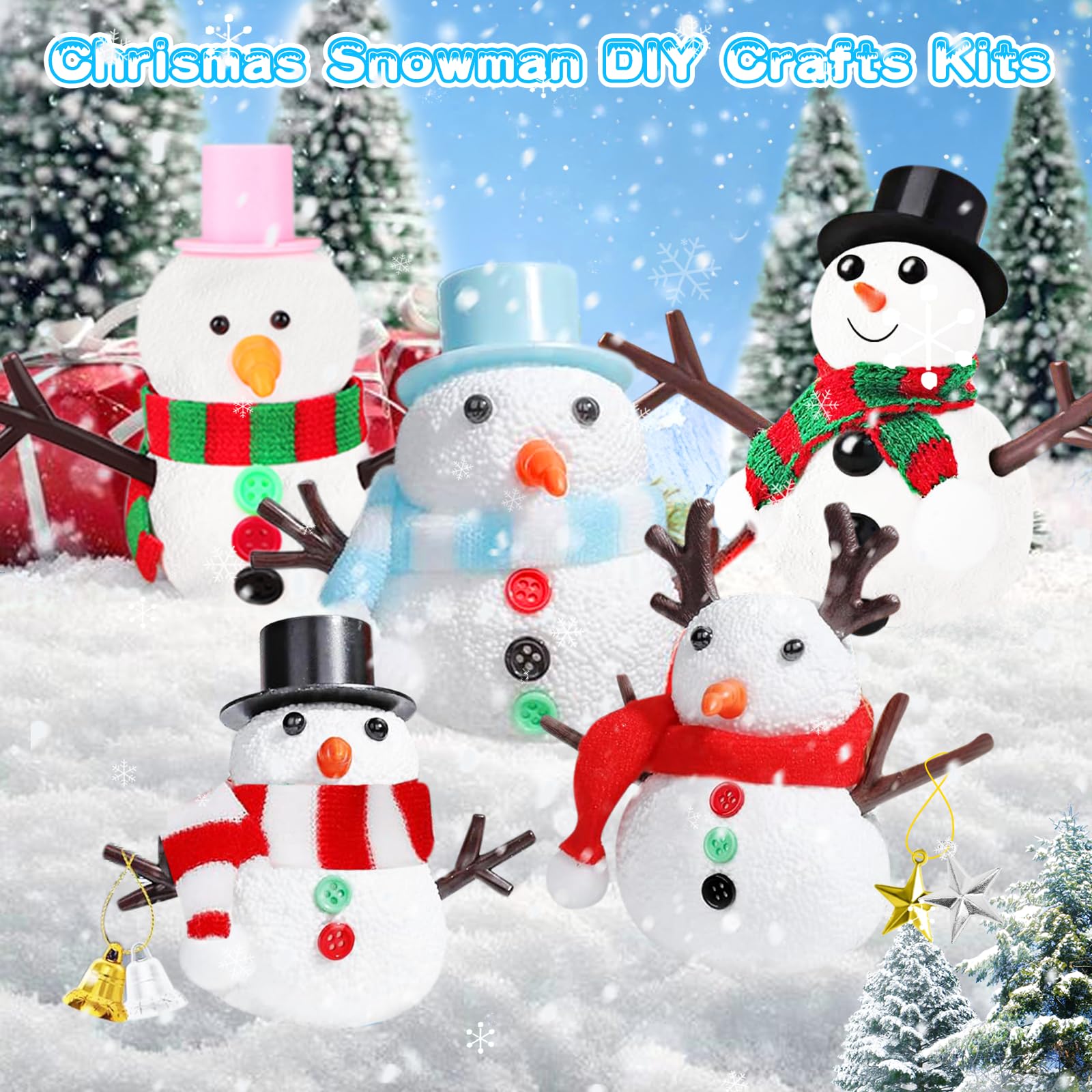 BOYATONG Lot de 12 décorations de Noël pour enfants - Bonhomme de neige - Mélange & match - Flocons