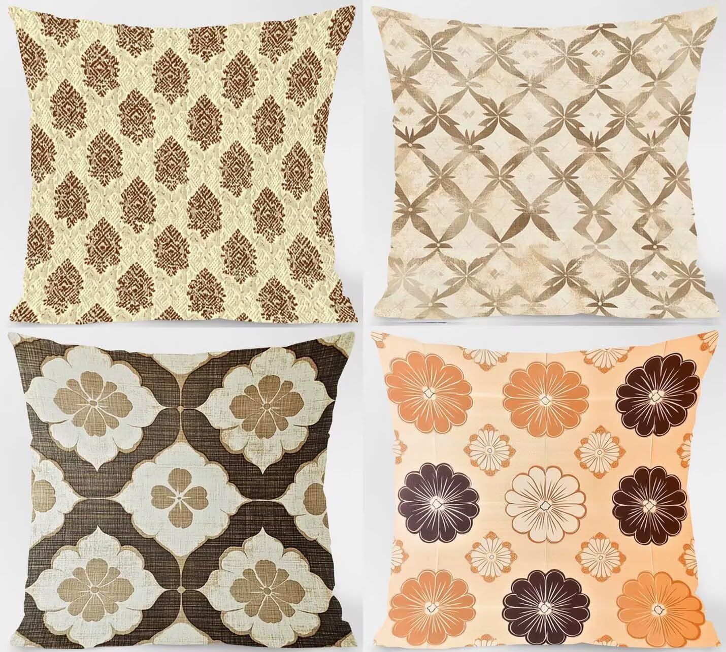 Coussin imperméable extérieur pour jardin et canapé avec housses fleuries de 40 cm lot de 4