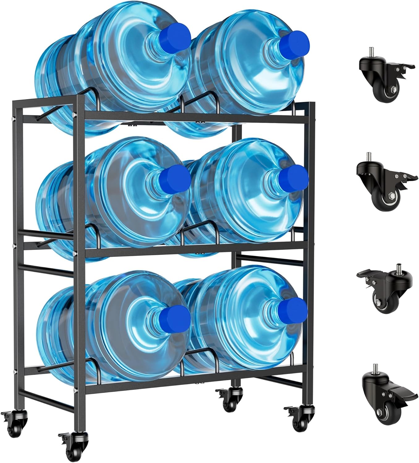 Amazon.com: Heavy Duty 3 Tiers Water Rack Double Row with 4 Wheels ...