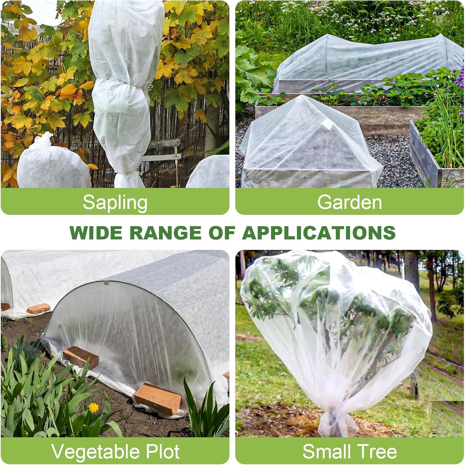 10FT x 50FT Plant Cover Freeze Protection 1.1 oz/yd Greenhouse Covers Frost Blankets for Vegetable Reusable Floating Row Cover for Winter Cold Weather,Garden Frost Sun Pest Protection