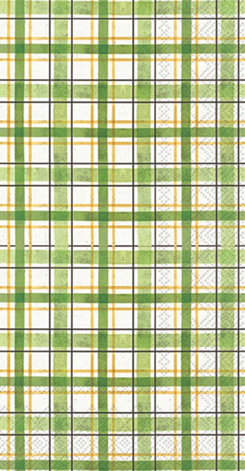 IHR Ideal Home Range Dinner Napkins Disposable 3-Ply Paper Hand Towels, 8.25" x 4.5", Lucky Cuties Plaid, 16-Count