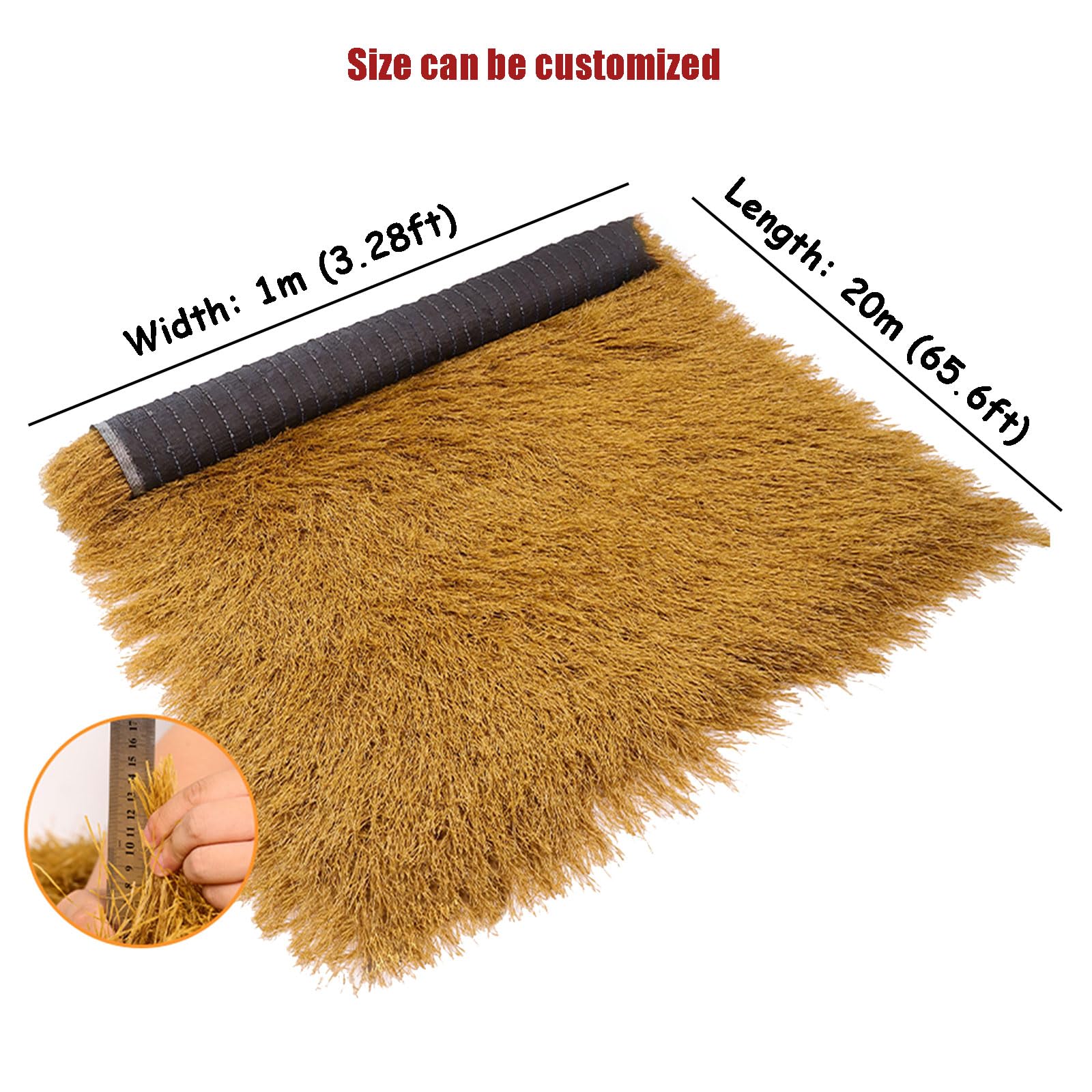 Rollo De Paja Artificial, Techo De Paja, Techo De Paja Estilo Mexicano Mejorado Y Encriptado, Utilizado Para Patio De Cabaña, Piscina, Playa, Fiestas Hawaianas Y Decoración (Size:0.5×10m（1.64×32.8ft）)