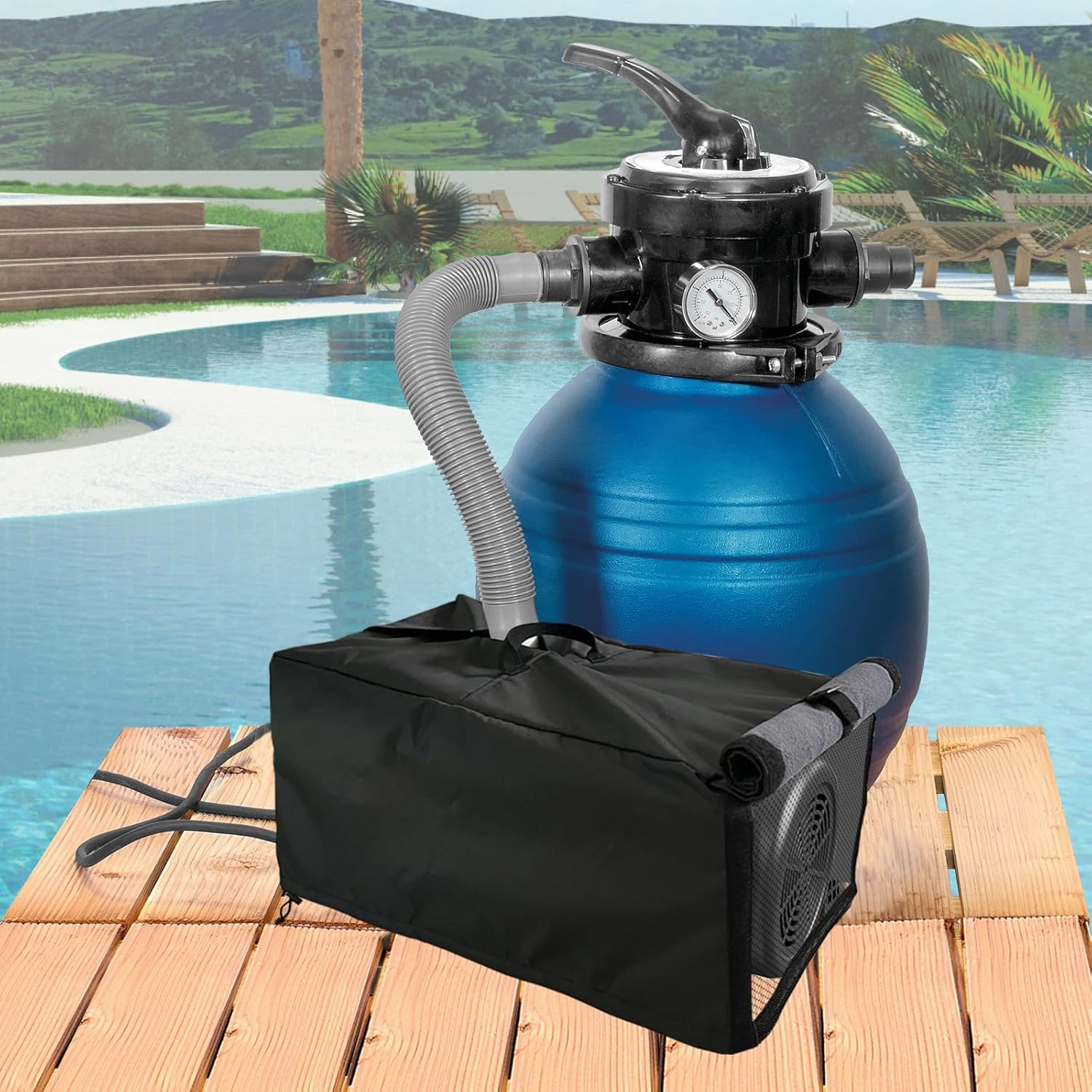 Bitubi Pool Pump Covers with Plush Lining,Heavy Duty Waterproof in/Above Ground Pool Pump Motor Enclosure Cover- Protects from Severe Snow and Intense Sun