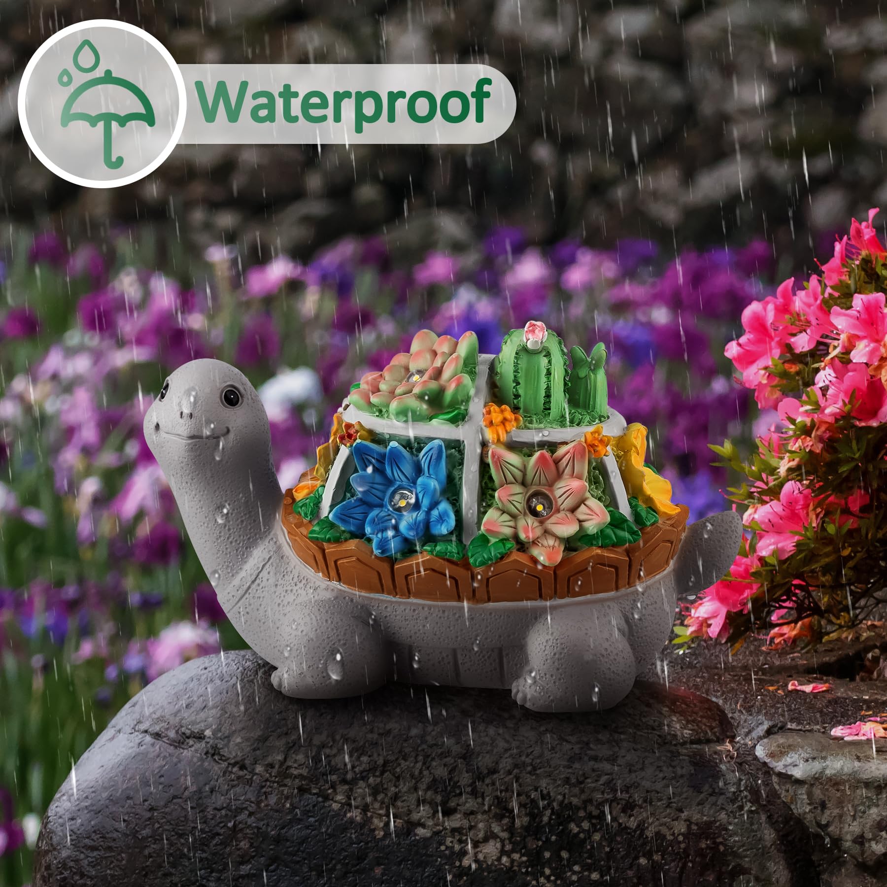 Adorabile statua di tartaruga marina, statuette da giardino solari, decorazioni da esterno in vetro crepato, decorazioni da esterno impermeabili | Leroy Merlin