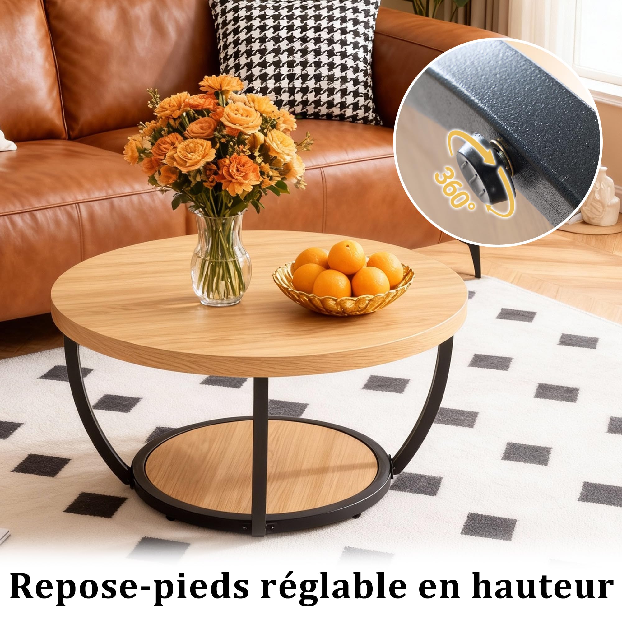 Mingone Table Basse Ronde 80 cm