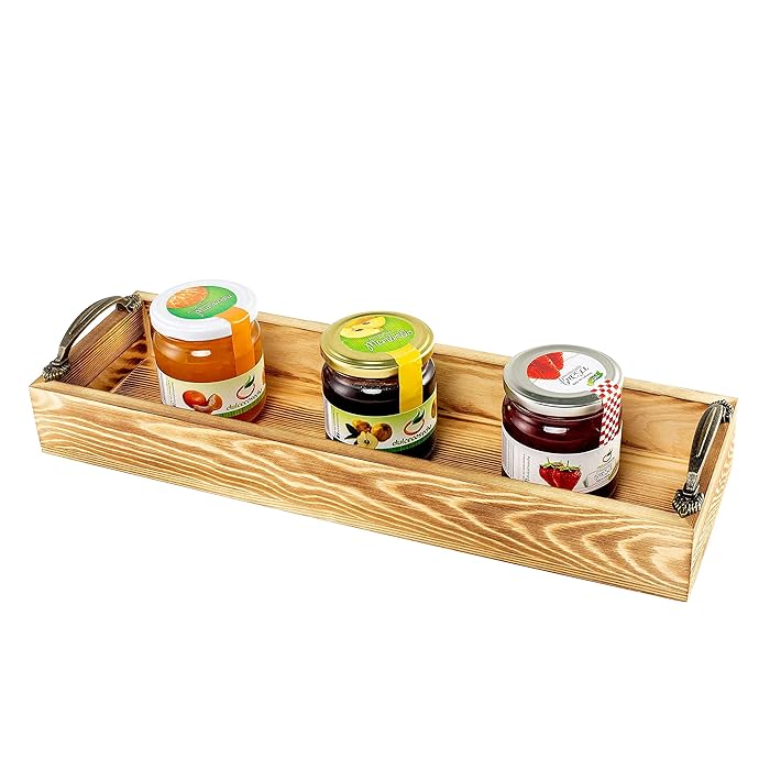 Buy Strova Rectangular Wood Serving Tray with Handles 16 Inch Long