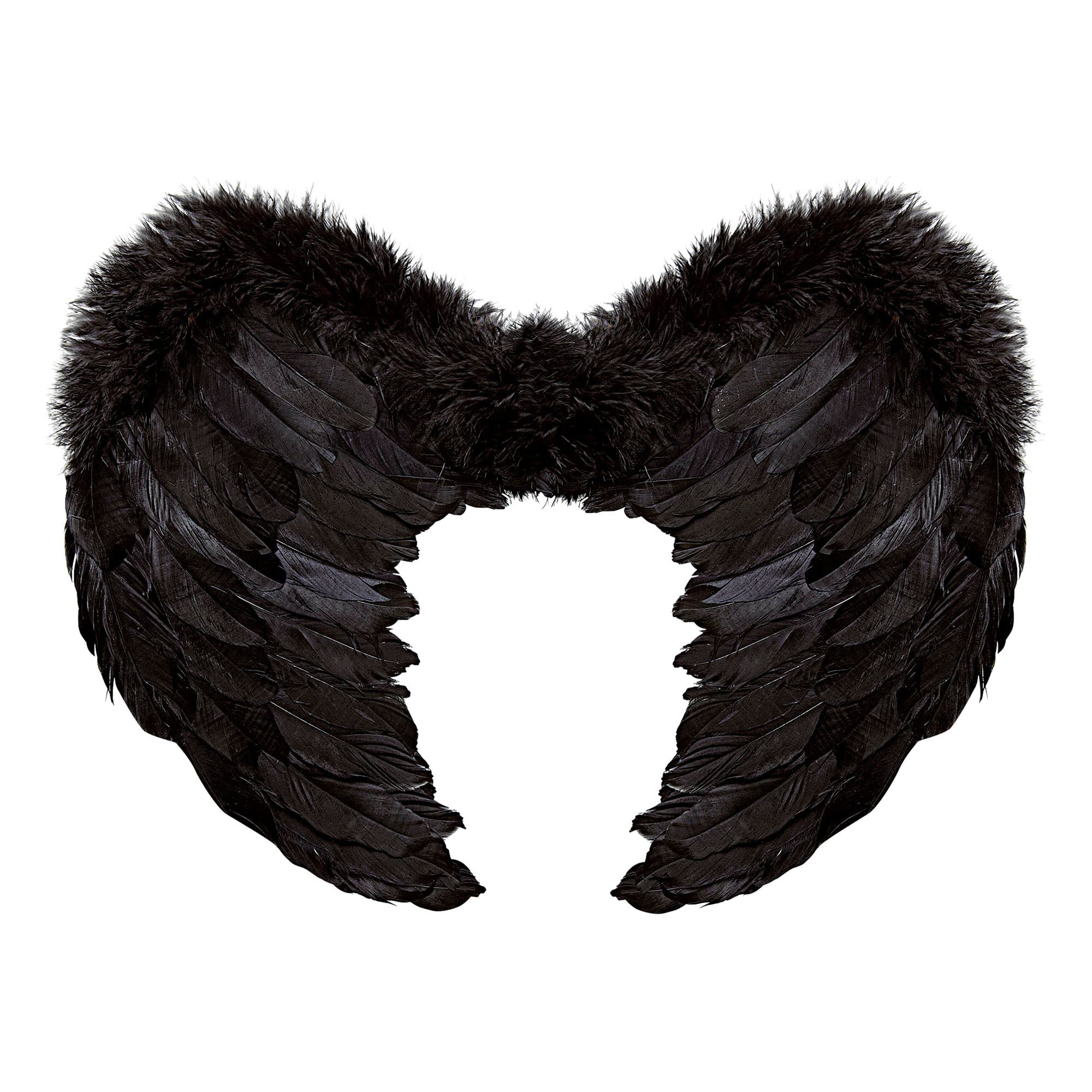 Widmann 01038 - Feathered Wings Adult Unisex, Devils, Angels, Halloween, Carnival, Theme Parties, 50x40 Cm, Black Color