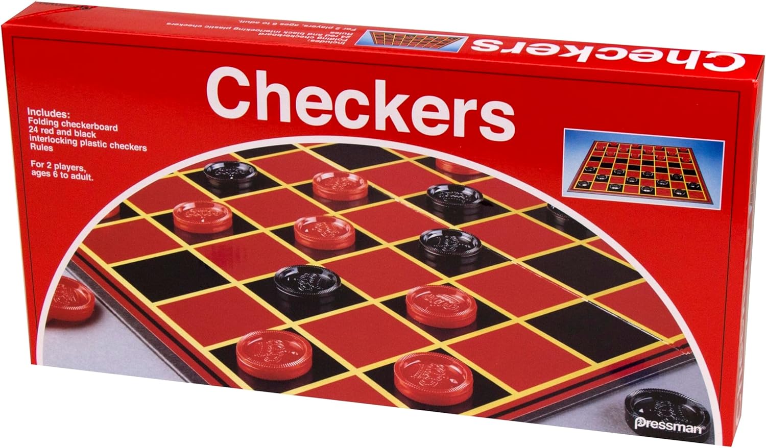 Pressman Checkers -- Classic Game With Folding Board and Interlocking Checkers, 2 Players