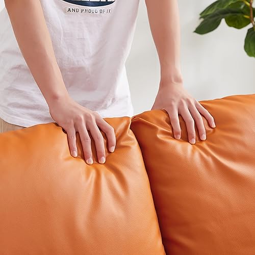 Miniatura 4 de QKFF Sofá biplaza de piel sintética, silla de 2 asientos con respaldo acolchado extra grueso y cojín de mar para sala de estar, espacio pequeño