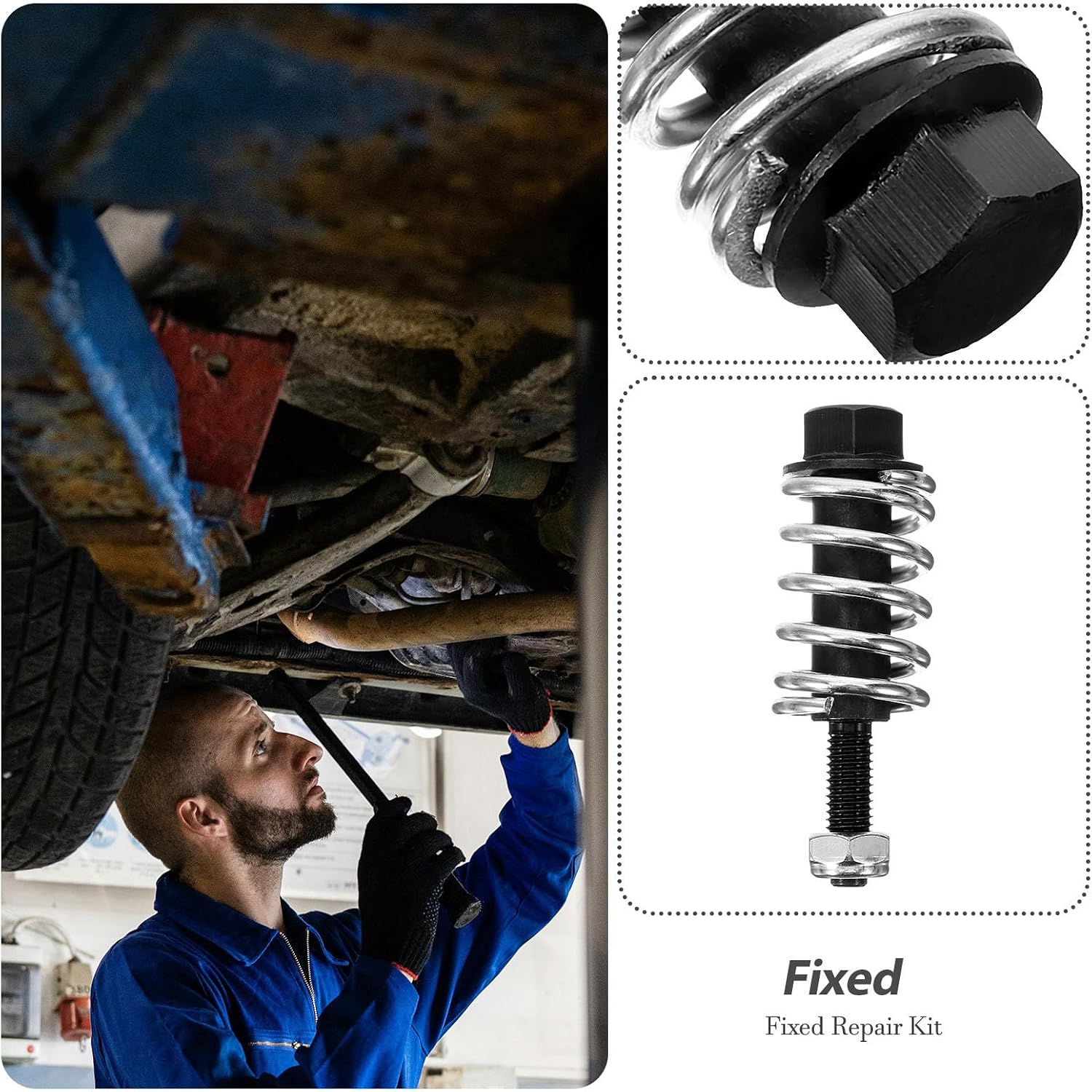 Manifold Hardware Repair Kit with Iron Studs, Nuts, Bolts, and Spring for Vehicle Systems, Provides Stable Fix and Resolves Loose Issues