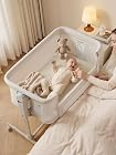 Foto di Culla Next To Me,Culla Neonato Fianco Letto 3-in-1 Oscillante con Ruote e Regolazione Altezza 6 Posizioni - Tessuto Mesh Traspirante e Materasso Morbido per Neonati e Infanti