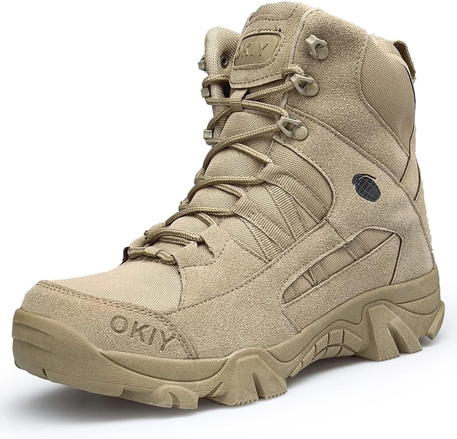 Wcxixo Waterproof Military Tactical Boots for Men, Outdoor Lace-up Sports Non-Slip Work Boots, Durable Suede Leather and Rubber Sole Military Desert Boots