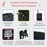J.L. Childress Gate Check Bag for Single & Double Strollers - Stroller Bag for Airplane - Large Stroller Travel Bag for Airplane - Air Travel Stroller Bag - Black