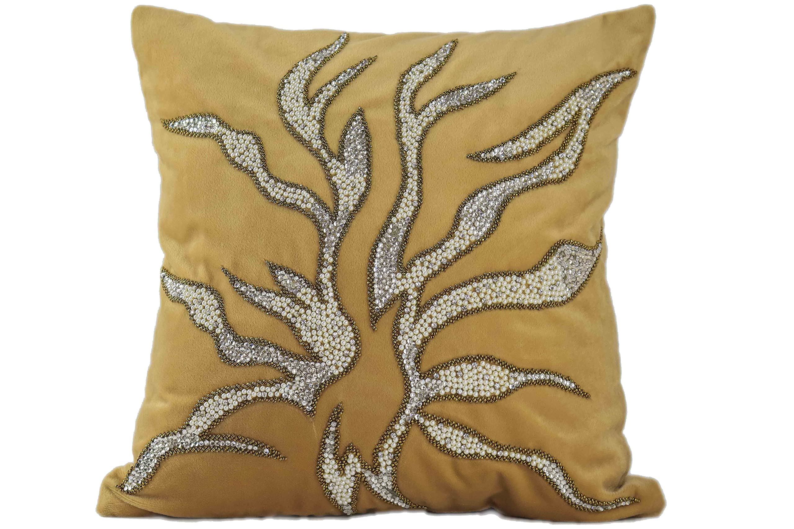 KGN Home Decor Silk 144 TC Pillow Cover with Elegant Design and Antique Work (KGN_34, Multi, 12x24 Cm, Pack of 1)
