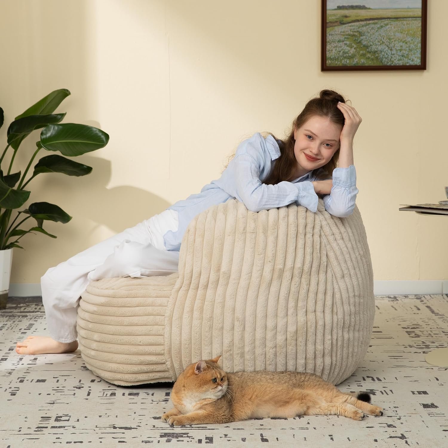 EBENCHICO Bean Bag Chair for Adults and Teens, Comfy Cozy Bean Bag Chairs,Beanbag Chair for Dorm Lazy Couch Sofa Chair Living Room Gaming,Reading