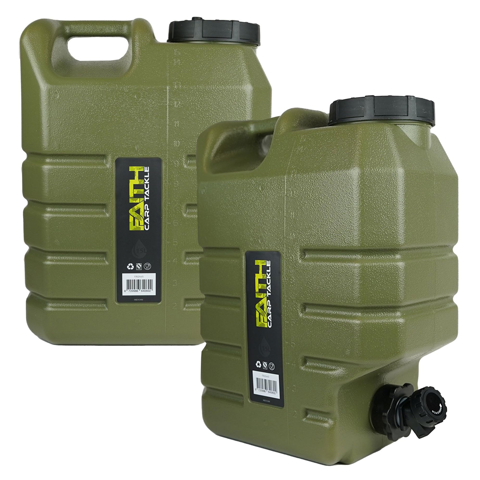 Jerrycan d'eau avec Robinet - Polyéthylène Vert - Réservoir d'eau - Conteneur d'eau - Bidon d'eau - Distributeur d'eau - Robinet d'eau - avec Robinet de Distribution