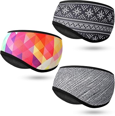 Geyoga 3 Pieces Ear Warmer Headbands Cozy Fleece Ski Ear Muff Stretch Winter Earmuff Headband Hair Band Running Headband