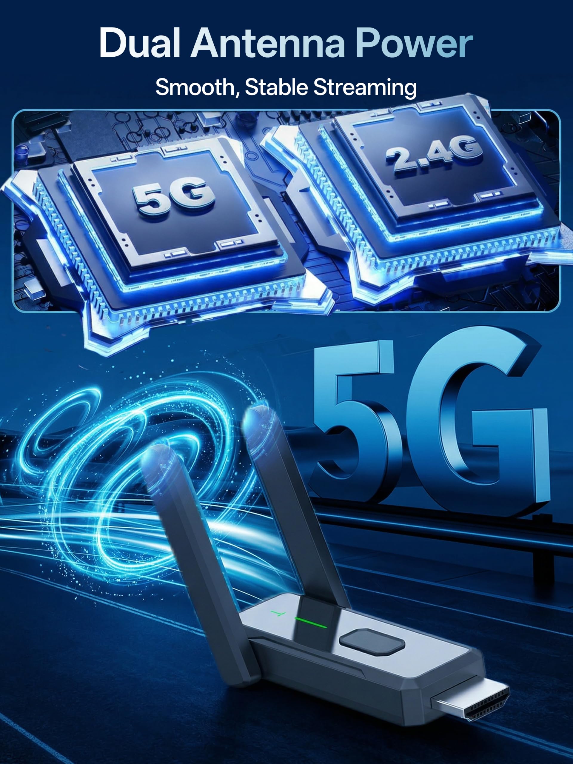 Bezprzewodowy nadajnik HDMI i 2 odbiorniki, 50 m, przedłużacz Plug and Play