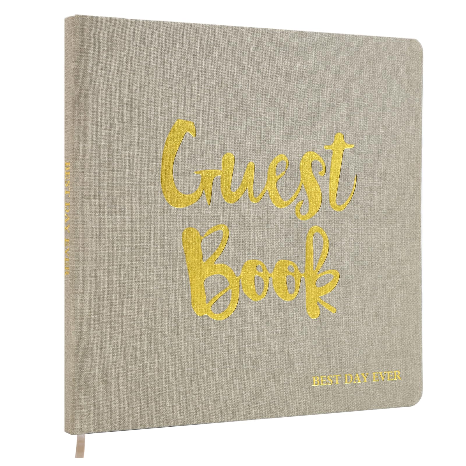 Wedding Guest Book, Polaroid Guest Book for Wedding Receptions, Personalized Baby Shower Guest Book for Party, Sign In, Messages, Pictures, 100 Premium Pages 8.5 X 8.5 Inch Beige