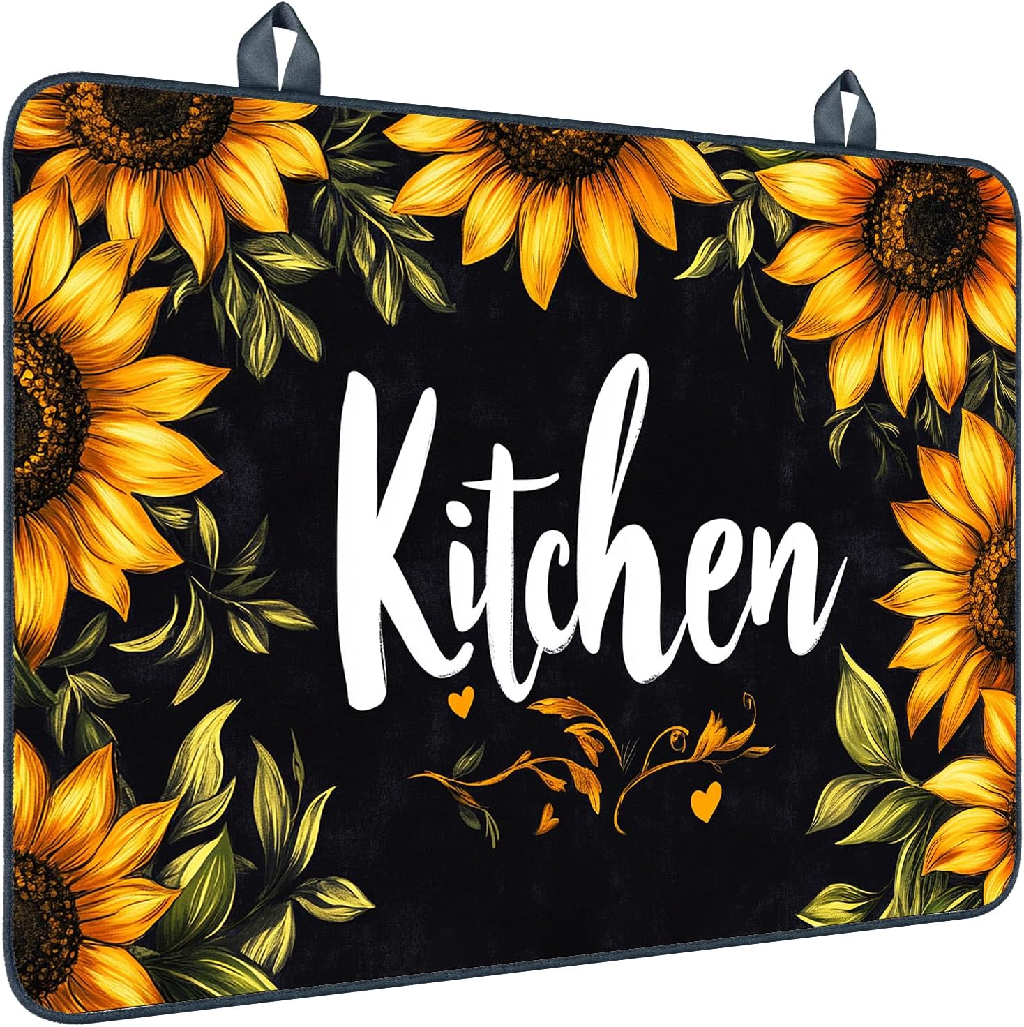 Nuxovilar stove top cover sunflower & "Kitchen" pattern 20.47x28.34inch Polyester & Diatom Mud Blend electric protector kitchen cooktop dining area