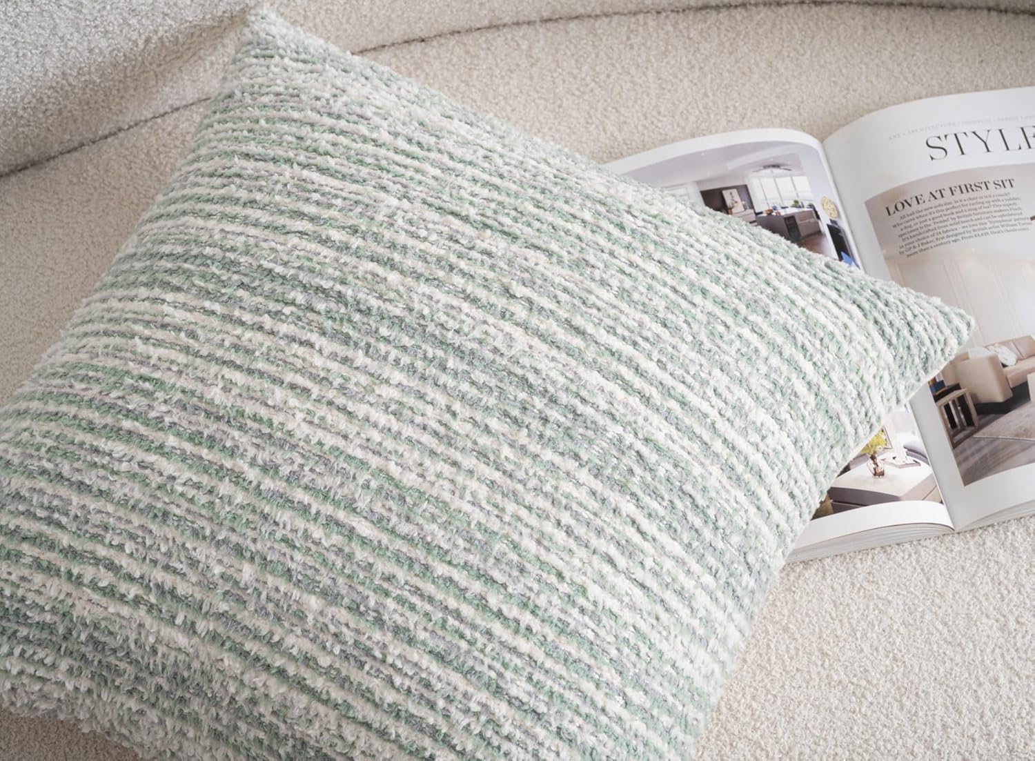 Zealax Pack of 2 Sage Green Decorative Textured Throw Pillow Covers 24x24 for Couch Bed Sofa Living Room,Soft Accent Pillows Luxury Cushion Cover Pillow Cases