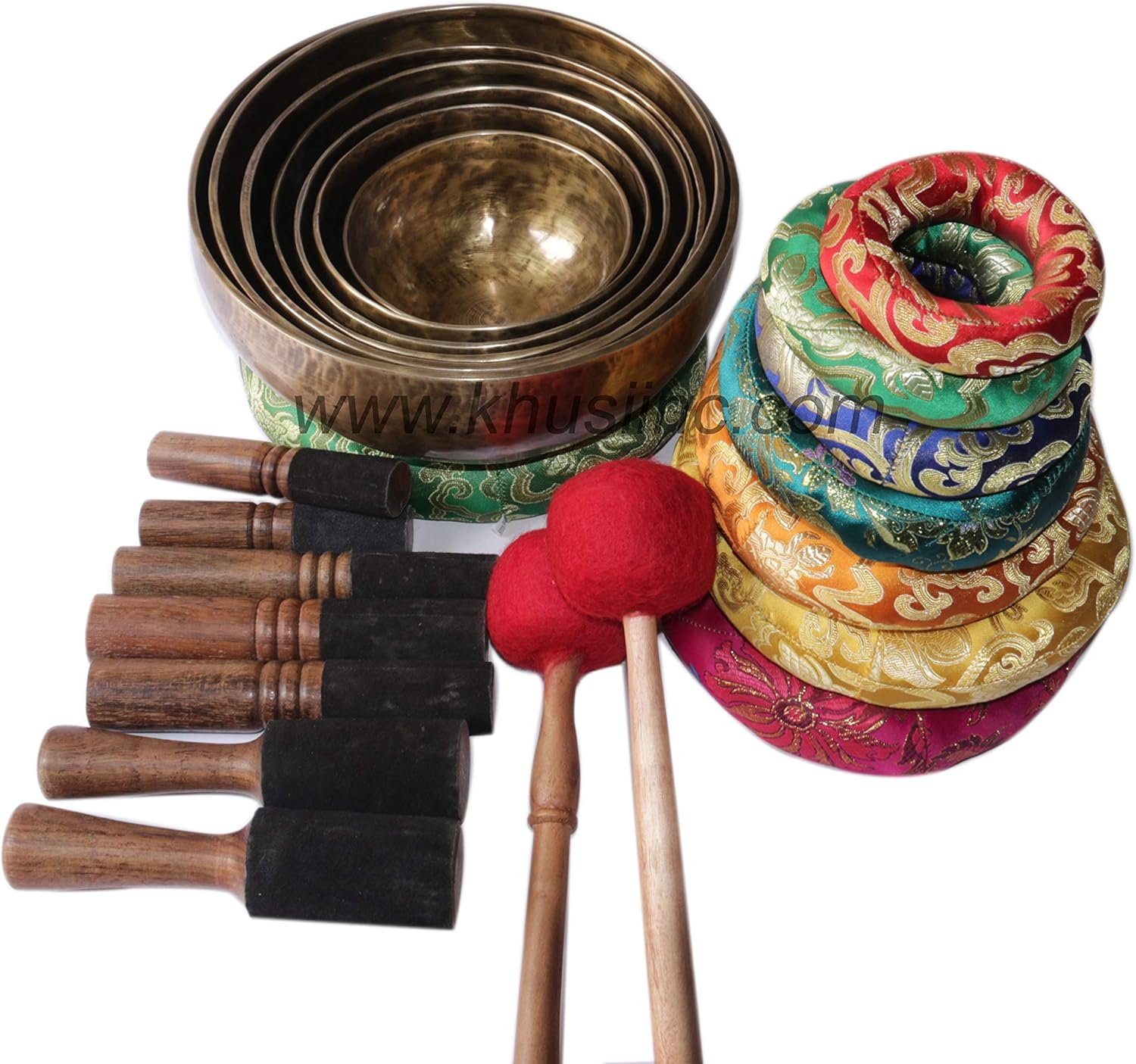 Singing Bowl set of 7,Antique~ Hand hammered Seven chakra Singing Bowls,for chakra healing, meditation, Zen-practice .Crafted in Nepal.