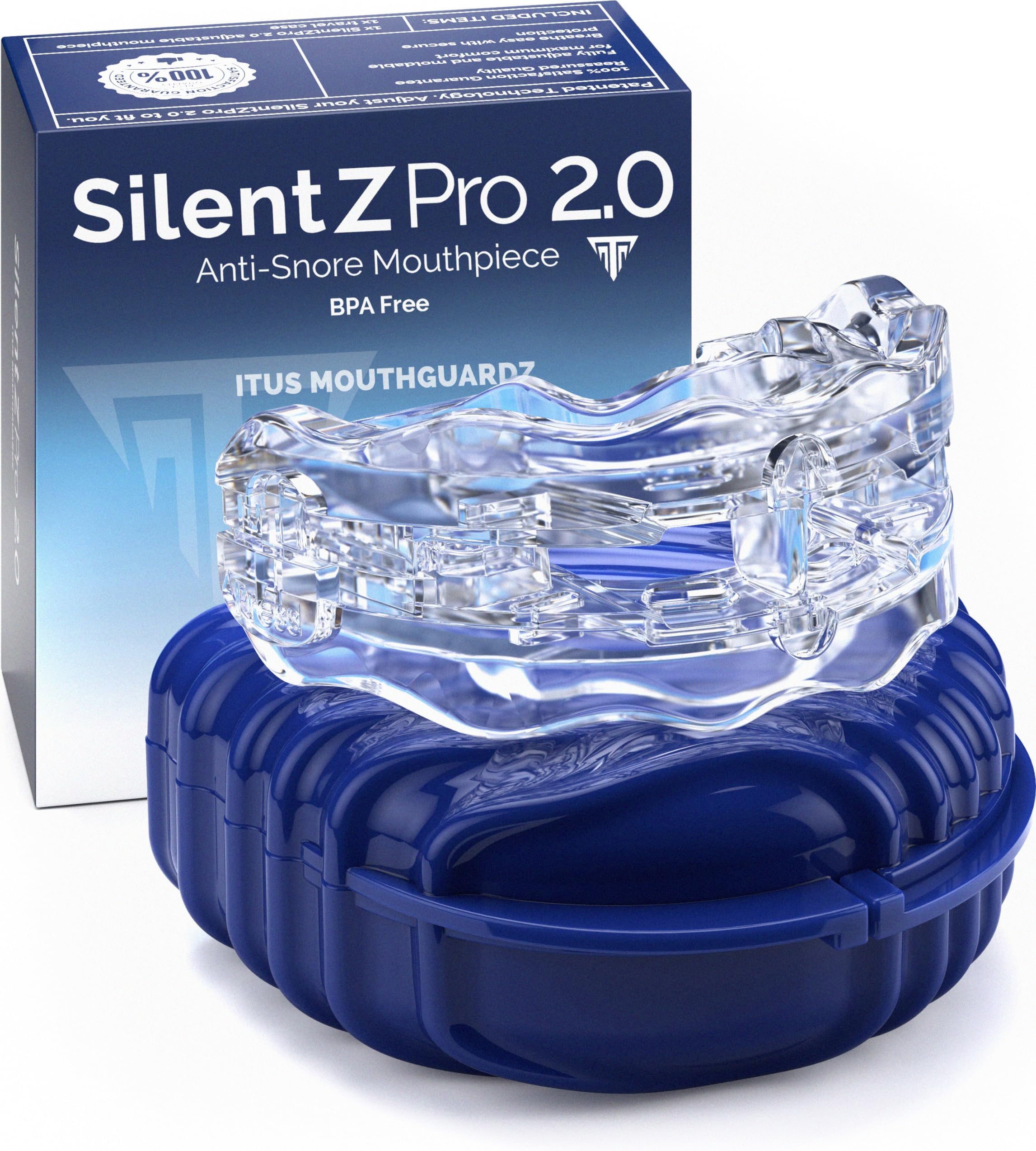 SilentZPro 2.0 - USA Designed Anti Snore Mouthpiece (Size: Large) - Fully Adjustable Anti Snore Mouth Guard - Professional Patented Anti Snore Device - Brand: Itus Mouthguardz