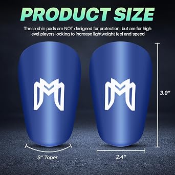 MediCaptain Mini Shin Guards + Shin Guard Stays + Pre Cut Soccer Sock Sleeve (White and Blue)