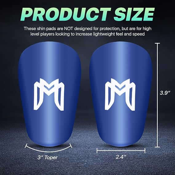 MediCaptain Mini Shin Guards + Shin Guard Stays + Pre Cut Soccer Sock Sleeve (White and Blue)
