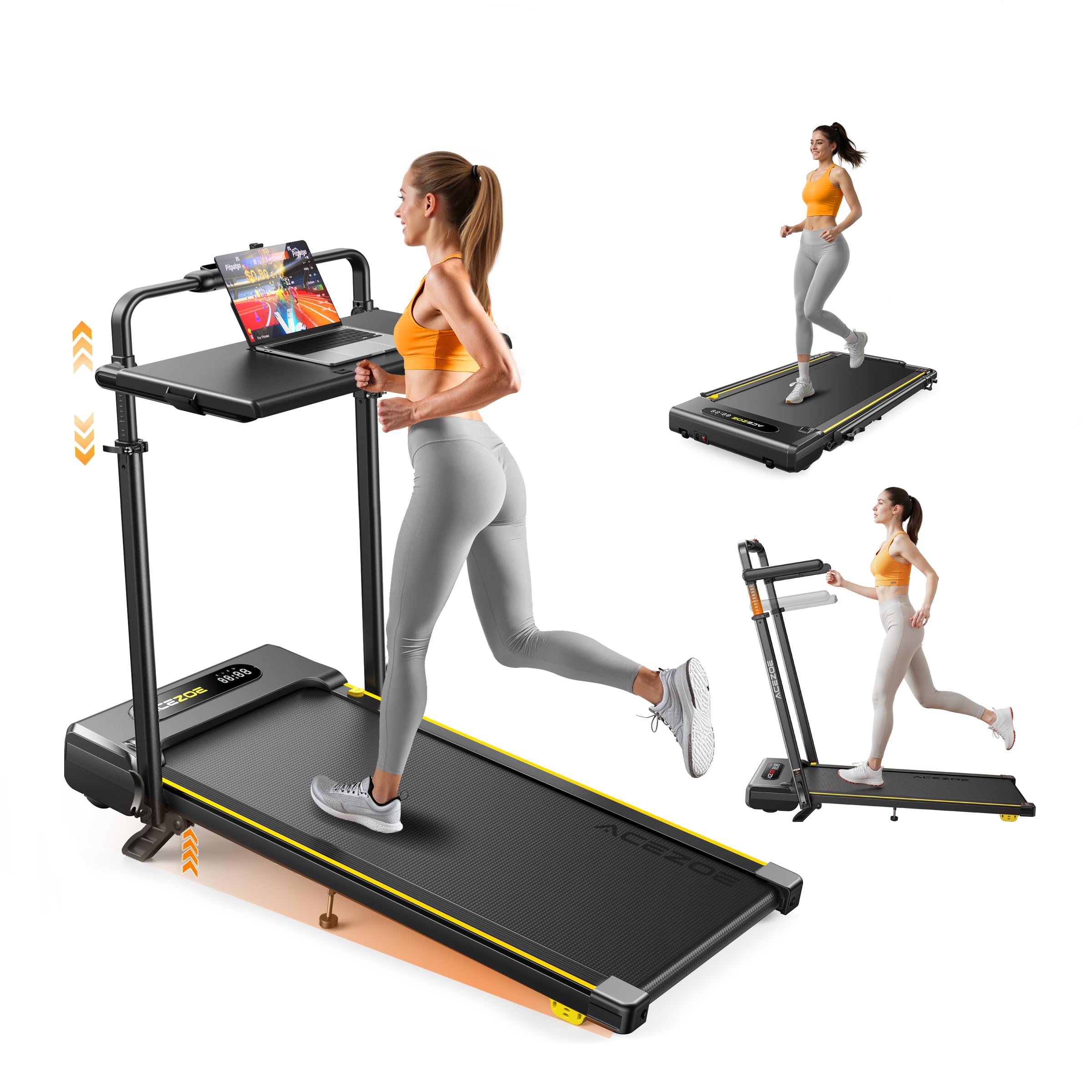 3-in-1 under desk treadmill with incline and adjustable height