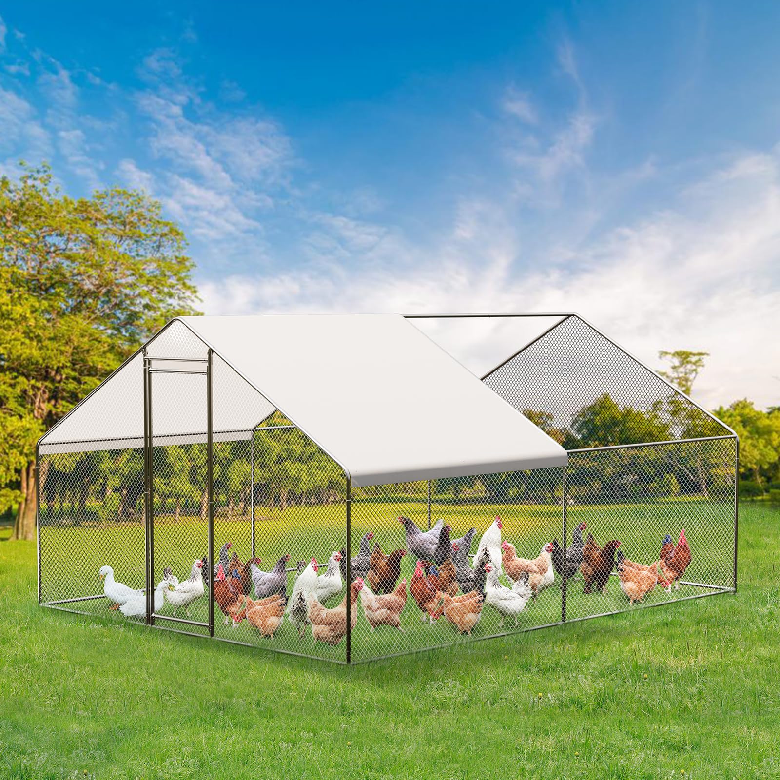 Chicken Coops Lage Metal Chicken Coop With Un,9.8X6.5X6.5FT